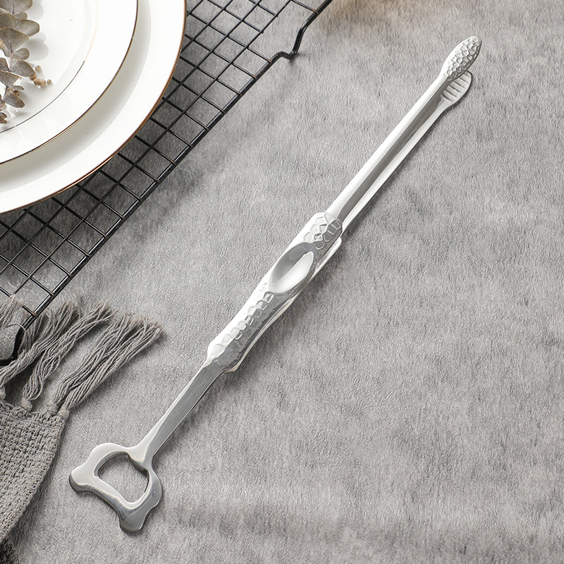New 304 stainless steel food tongs barbecue tongs multi-purpose beer bottle opener steak tongs extended food tongs