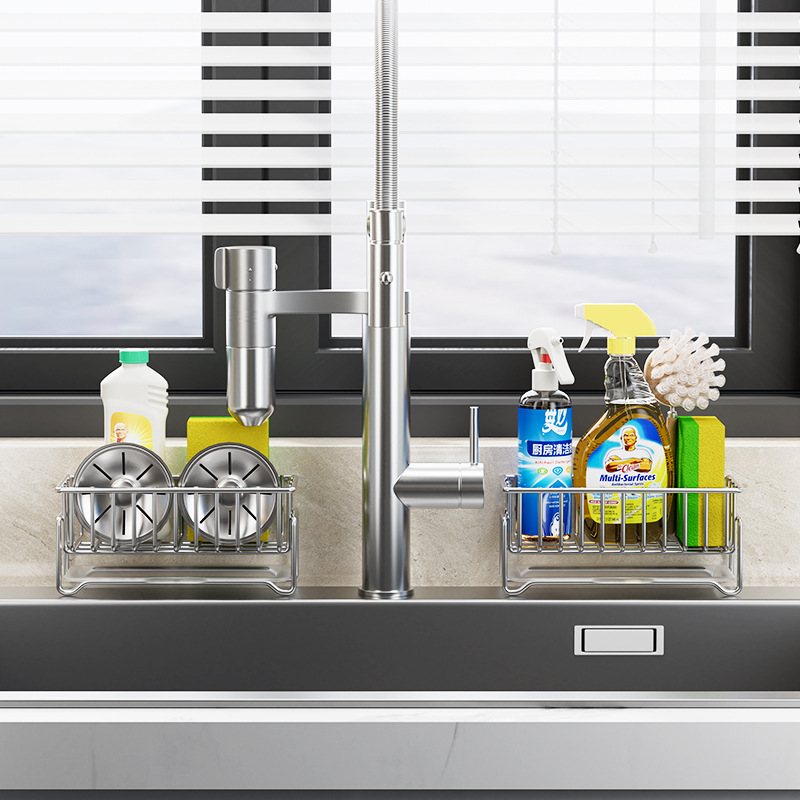 Sink sponge rack hand soap storage basket drain rack kitchen supplies multi-functional counter storage rack