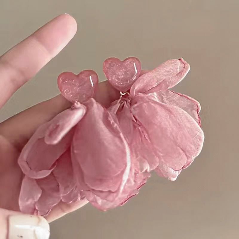 爱心雪纺耳钉