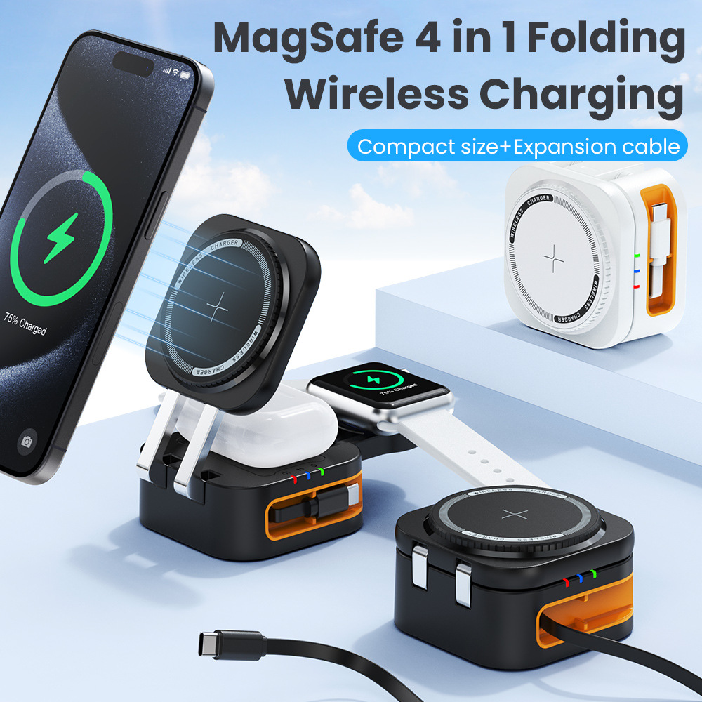 CYJ-10 Retractable Cable Wireless Charger for iphone16 Magnetic Foldable Wireless Charger Custom