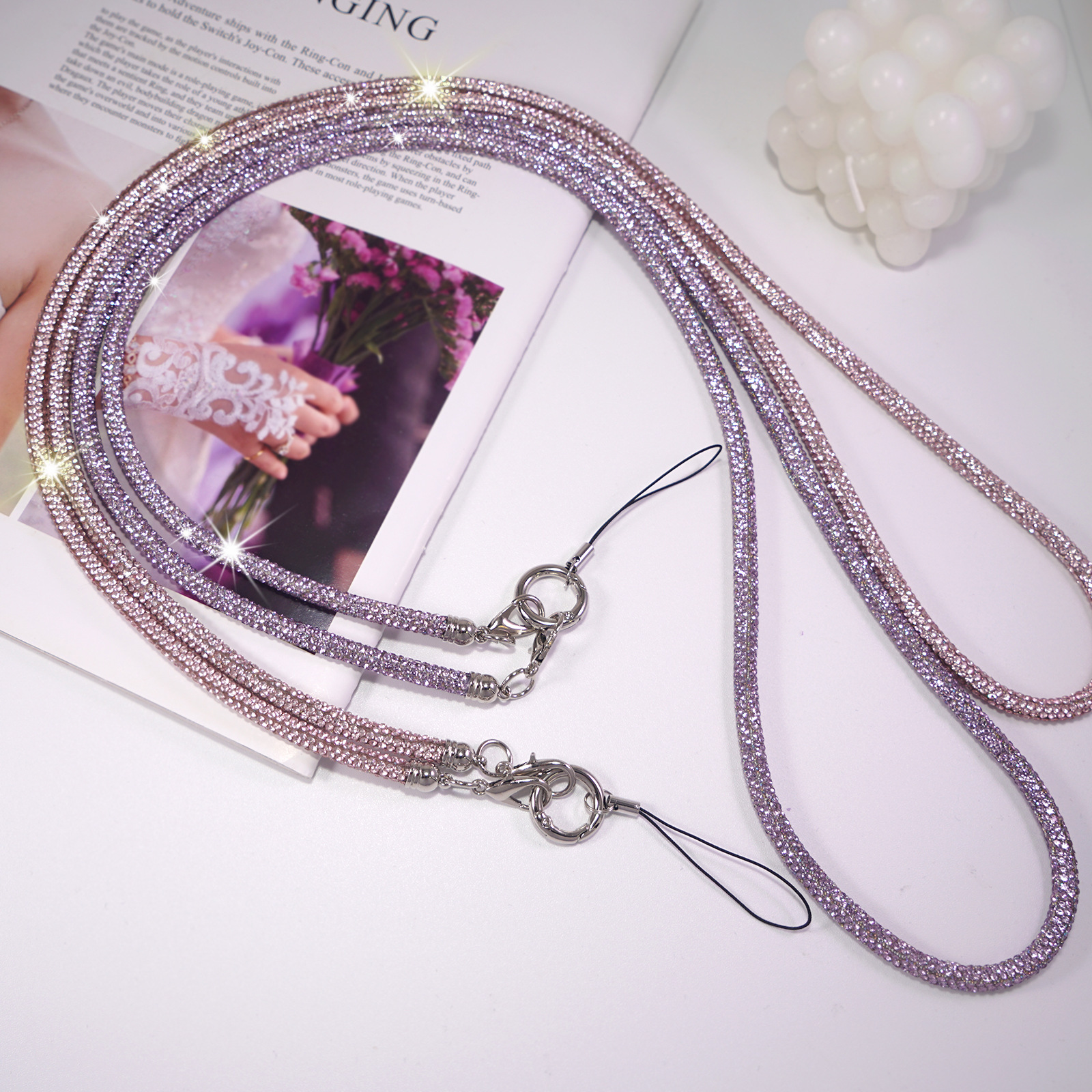 0.6cm Rhinestone Crossbody Chain Luxury Full Diamond Phone Lanyard Camera Strap Detachable Bag Strap