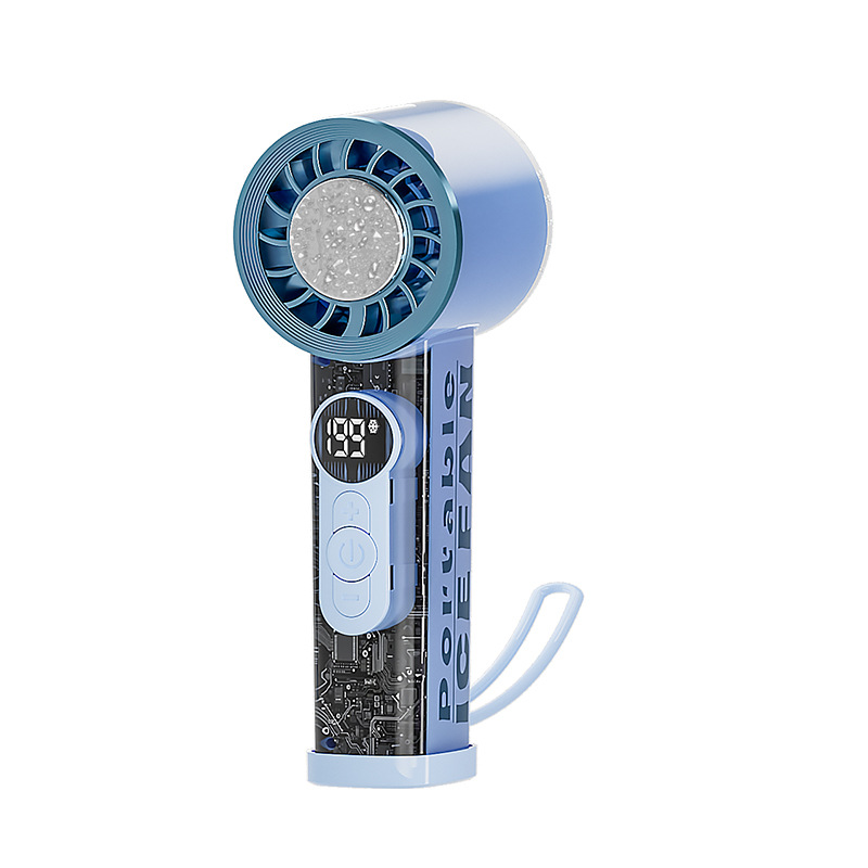 New Digital Display Handheld Ice Fan 199 Speed Levels Stepless Speed Control Cooling Digital Fan Turbo Handheld Fan