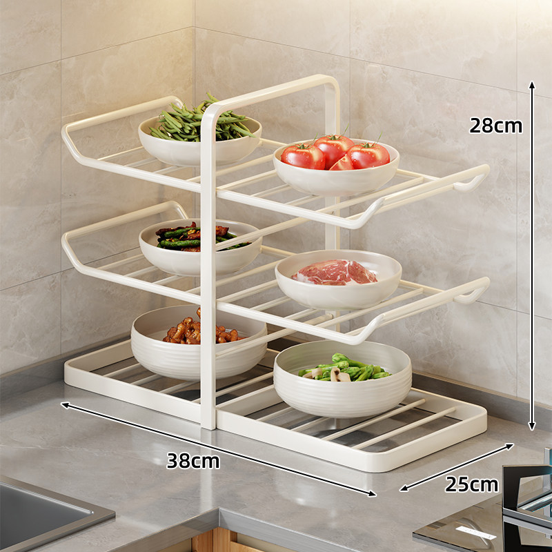 Large Capacity Multi-functional Kitchen Shelving Rack for Countertop, Bowl and Dish Storage, Wall-mounted, Microwave Cleaner
