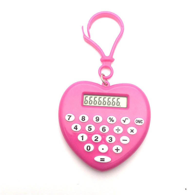 Heart Shape Mini Pendant Calculator Student Portable 8-Digit Calculator Office Stationery Computer