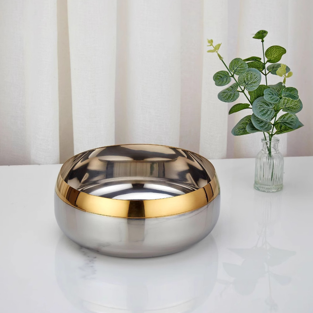 304 Stainless Steel Gold Rim Bowl Dish Cup Set Five-Star Hotel Supplies Bar Niche Whiskey Glass Set