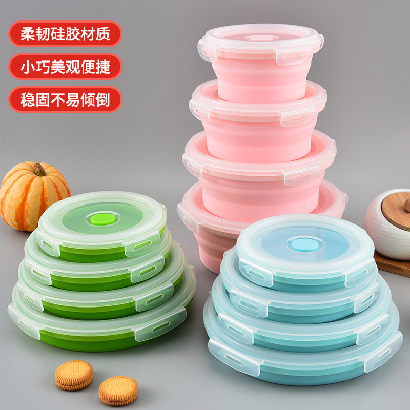 Silicone Lunch Box Household Fresh-keeping Box Children's Lunch Box Outdoor Portable Travel Bento Box Student Plate