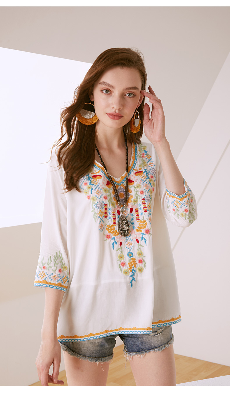 Spring/Summer 2026 Women's New Embroidered Loose-Fit Shirt for Overseas