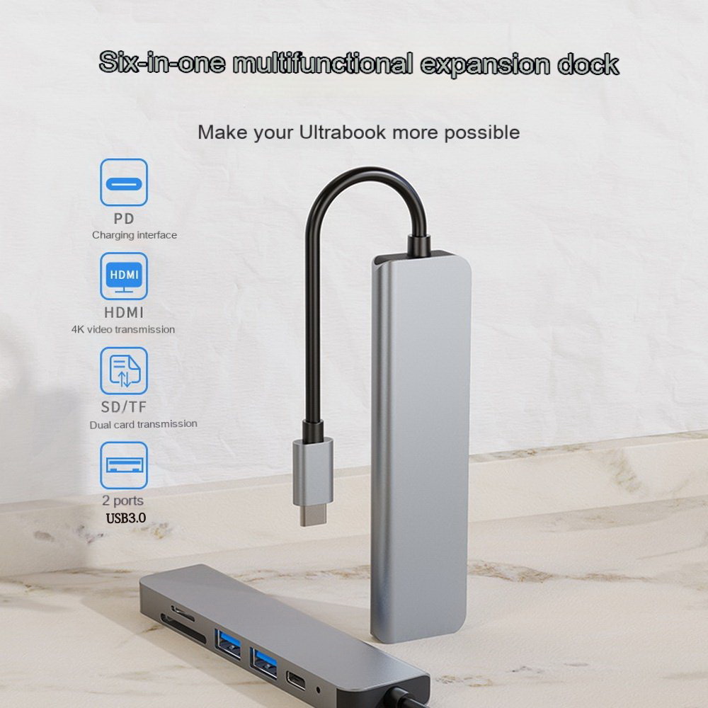 USB C 6-in-1 Docking Station for Huawei Macbook Notebook Multi-function Converter
