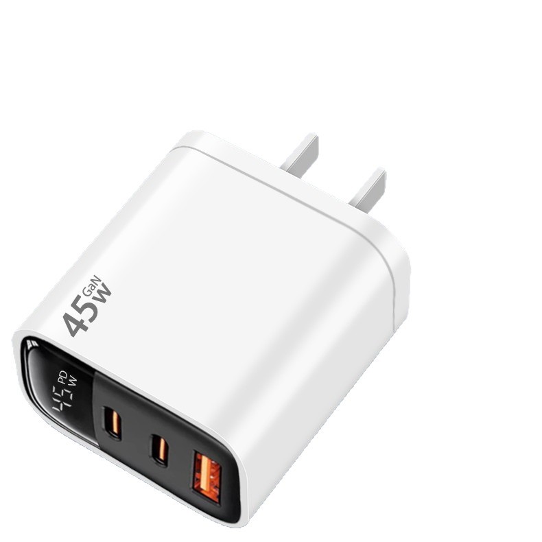 Digital display 45W GaN triple port charger for Apple 16 Pro universal USB dual C fast charging head 2C1A