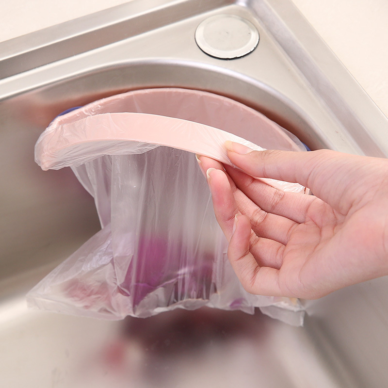 sink deodorizing garbage storage hanging bag rack mesh hanging type drawstring collection bag kitchen garbage bag storage bag