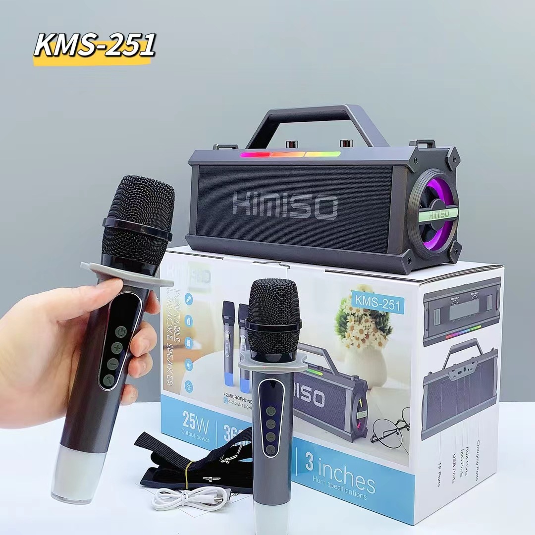 New KMS-251 wireless Bluetooth speaker 25W high-power outdoor square dance K-song audio RGB mixed color light