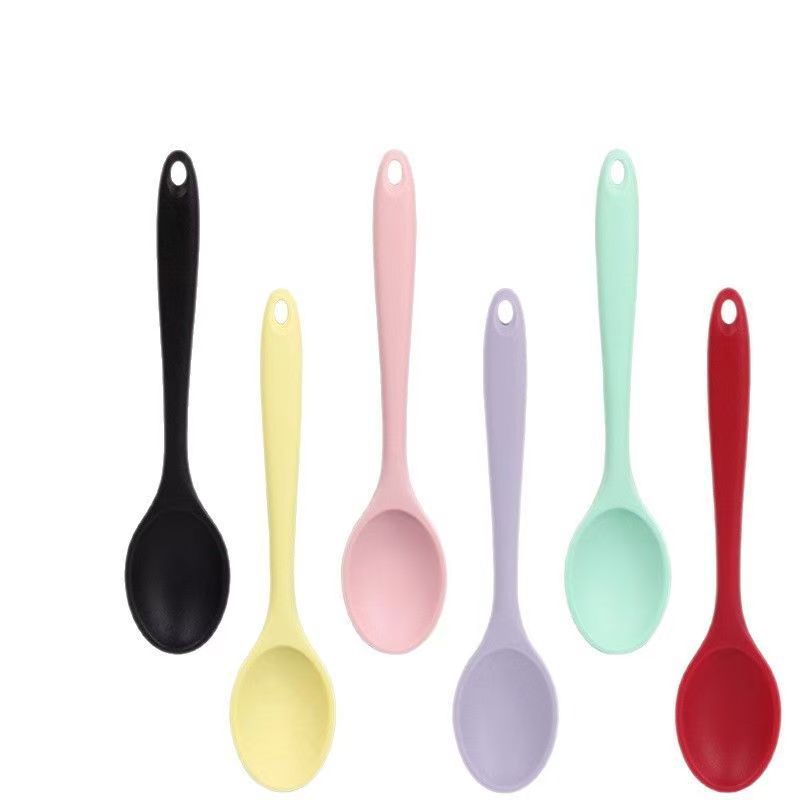 Food-grade integrated silicone dining spoon, high-temperature resistant soup spoon, slotted spoon, home non-stick pan silicone spoon