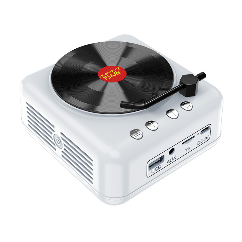 Charming Black Vinyl CD Player Record Player Bluetooth Speaker Mini Gramophone Small Audio Private Model