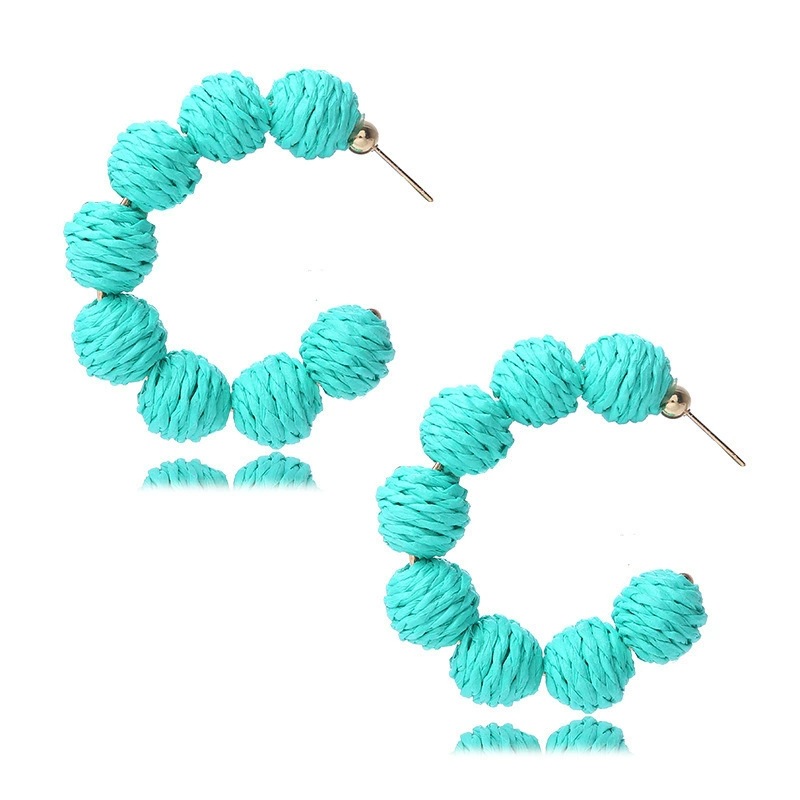 Colorful cute raffia earrings women purple blue unique bohemian earrings
