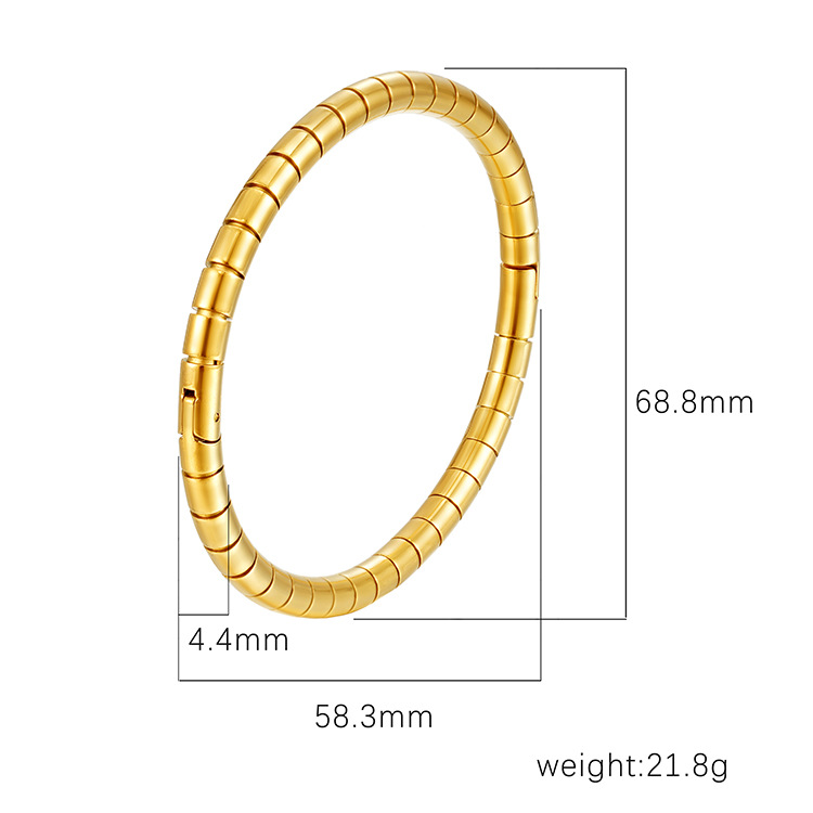 Exclusive stainless steel open bangle for women, C-shaped oil-pressed bracelet accessory