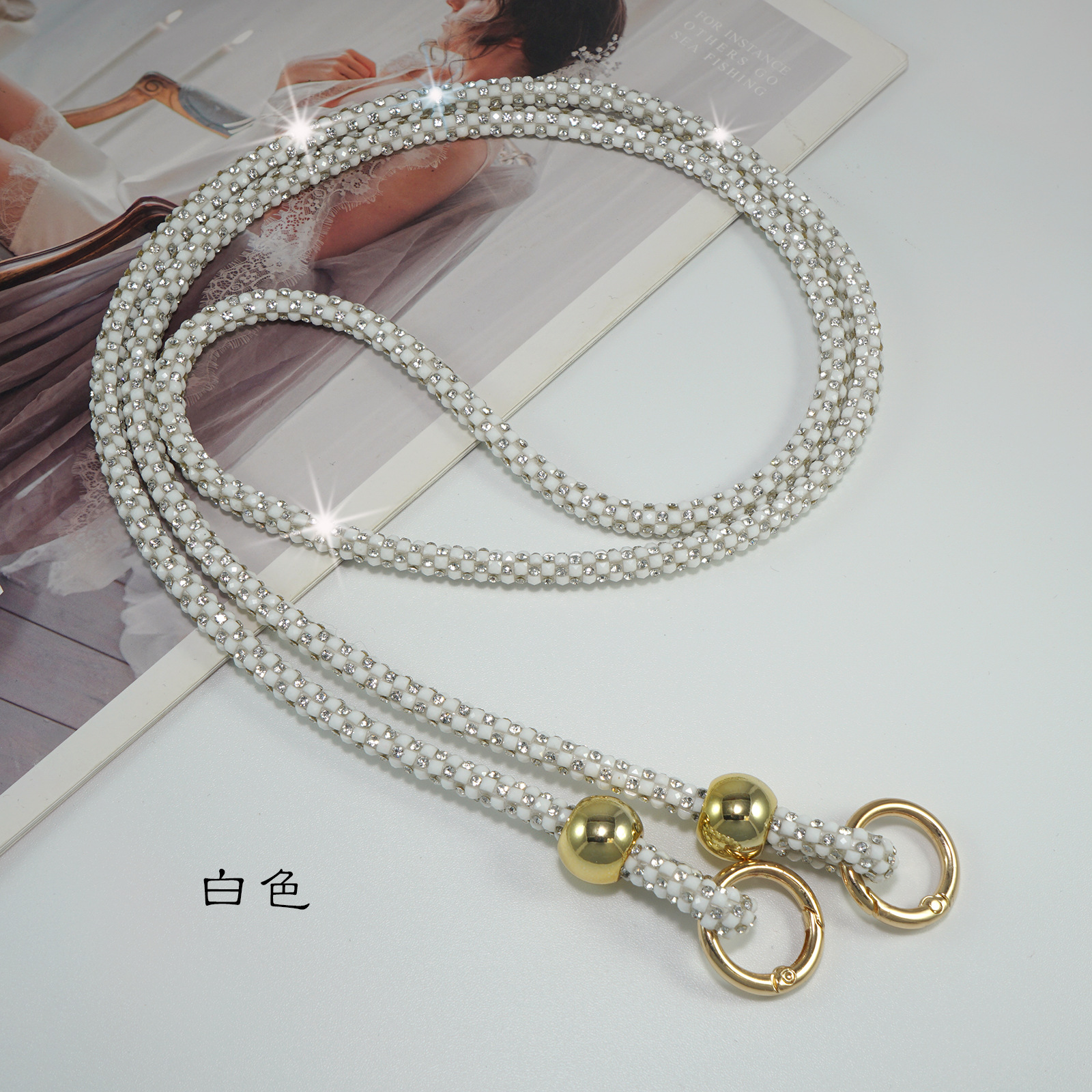 Beaded Full Diamond Phone Lanyard Long Colorful Crossbody Chain Bag Rhinestone Shoulder Strap Luxury for Women