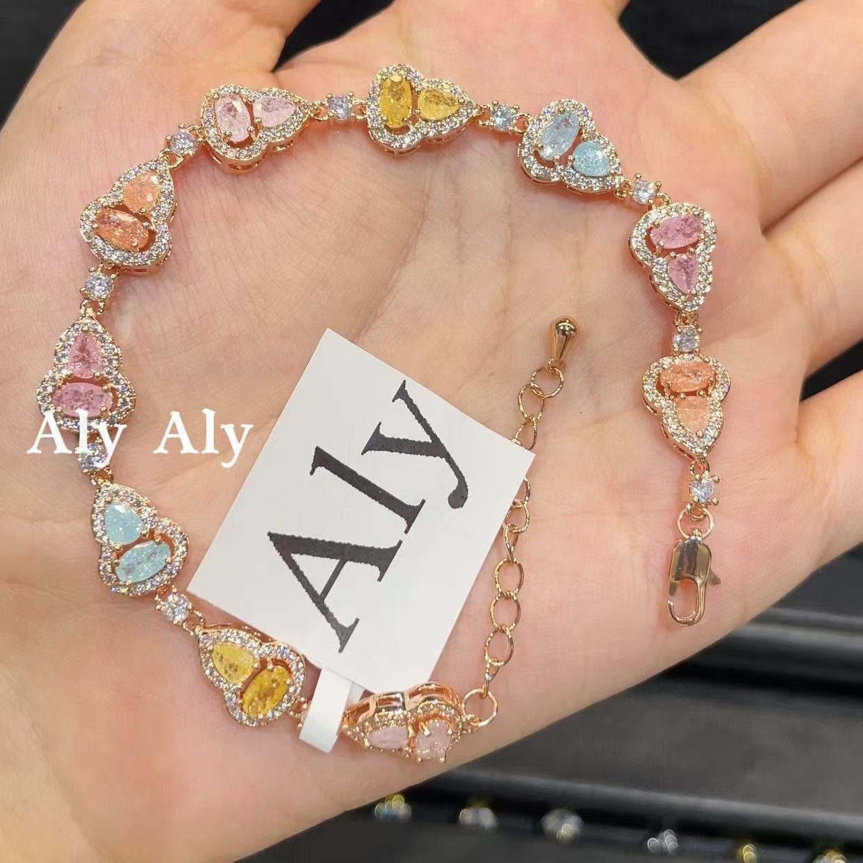 New Colorful Full Diamond Gourd Bracelet for Women Exquisite Bracelet Sweet Elegant Hand Jewelry