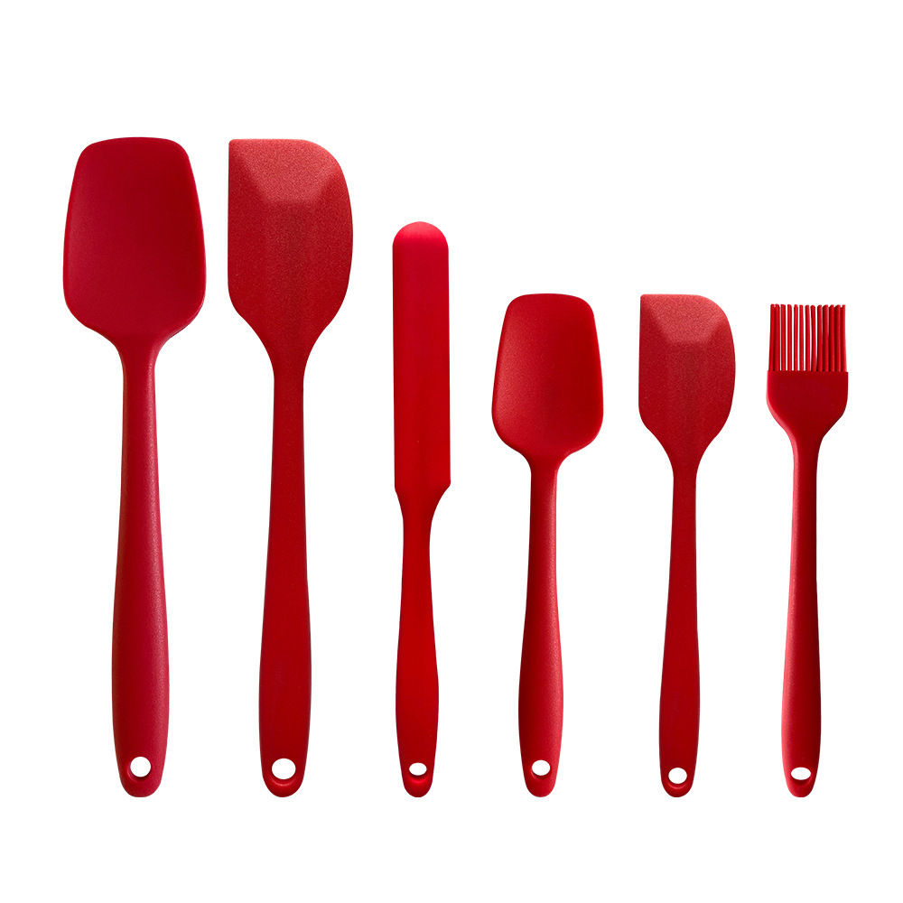Silicone Scraper 6-Piece Set Food Grade Silicone Scraper Oil Brush Baking Set Cream Spatula BBQ Brush