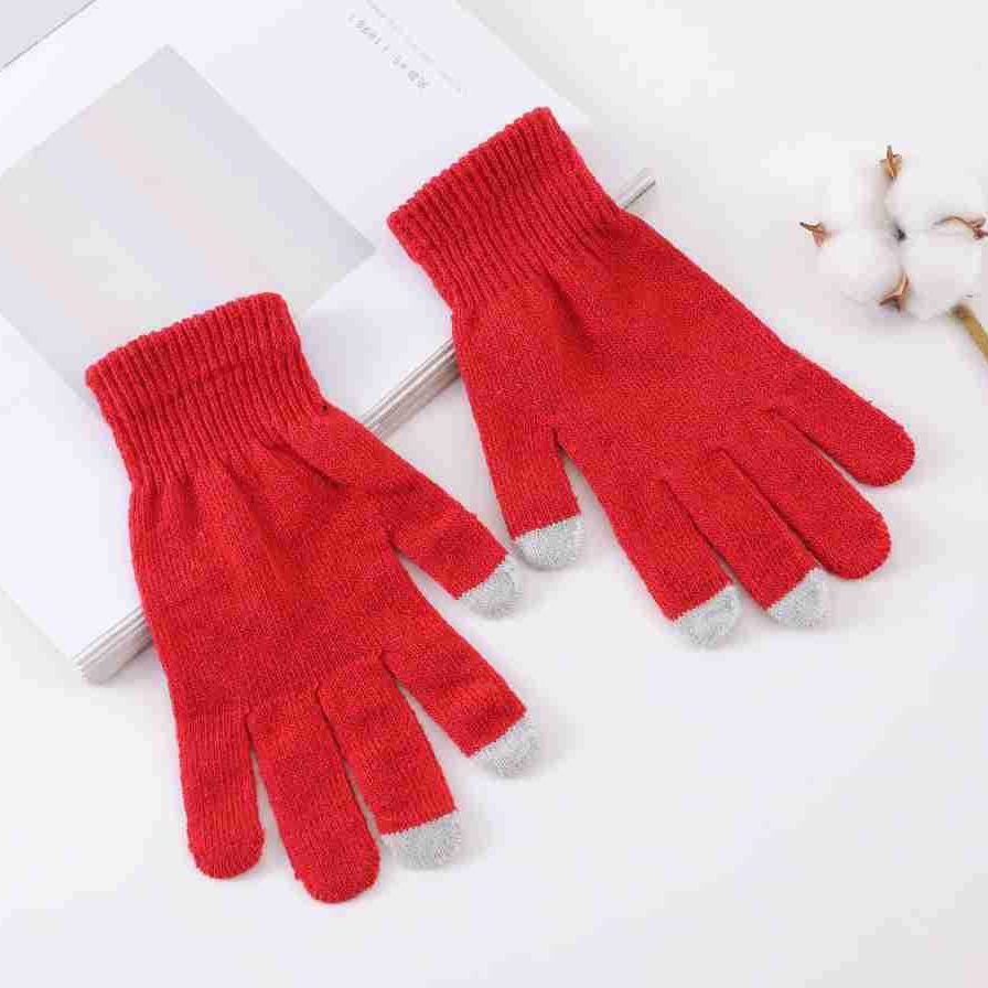 Macaron Solid Color Knitted Anti-Cold Warm Sports Gloves Outdoor Phone-Using Warm Touch Screen Warm Gloves