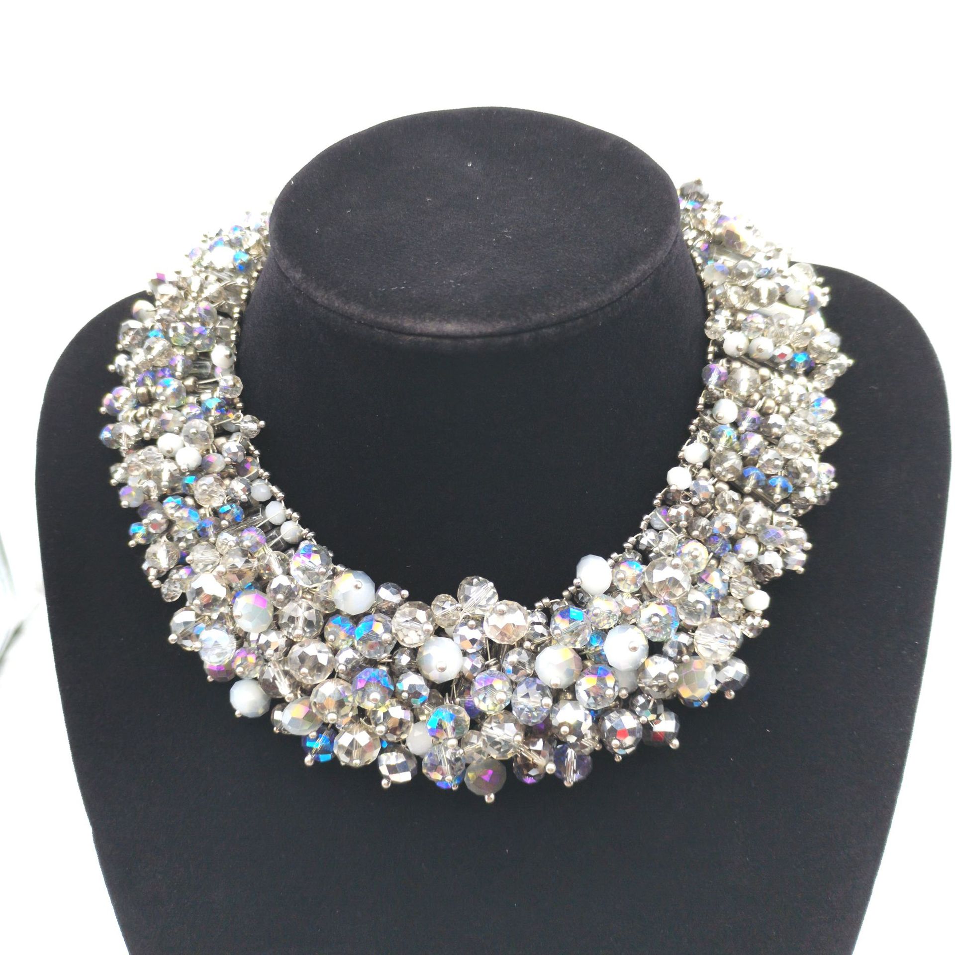 Bohemian multi-layer turquoise crystal collarbone chain necklace