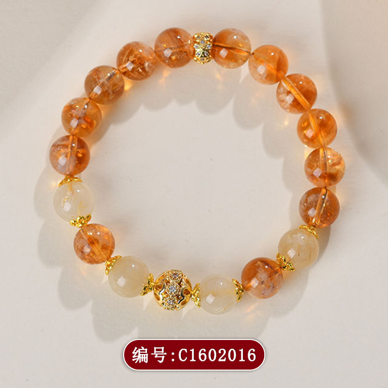C1602【约10mm】黄塔晶原创手链