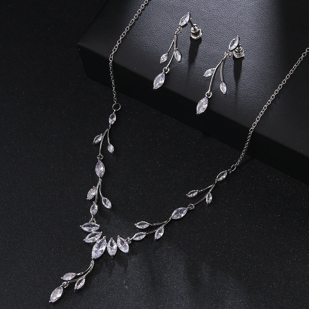 Simple popular branch design bridal necklace and earrings set, carefully selected accessories, jewelry