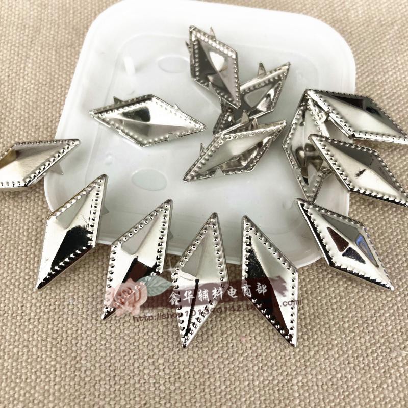 DIY Imitation Metal Hand Sewing Beads Diamond Shape Rhinestone COS Hand Beading Anime Costume Accessories 20X34MM Gold