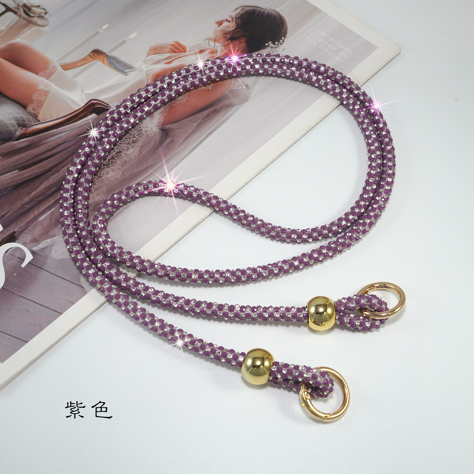 Beaded Full Diamond Phone Lanyard Long Colorful Crossbody Chain Bag Rhinestone Shoulder Strap Luxury for Women