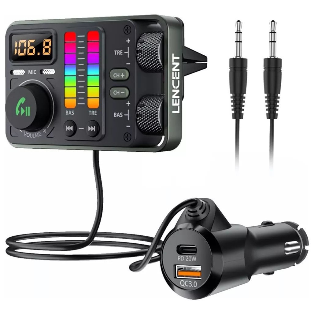 MT02 Car MP3 Bluetooth Player New Heavy Bass AUX Cigarette Lighter Bluetooth Car Charger Fast Charge FM Transmitter