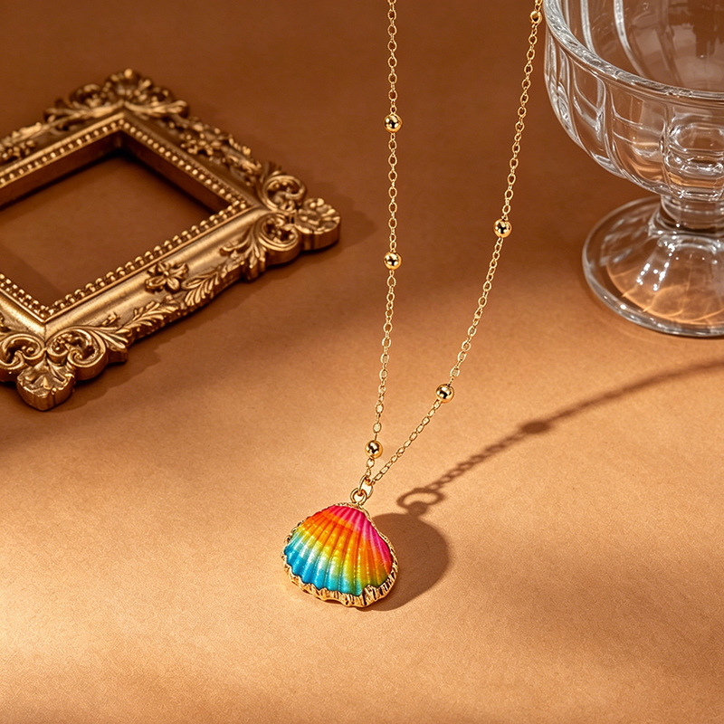 Natural Shell Niche Gold-Plated Edge Beach Marine Life Conch Shell Pearl Pendant Necklace Factory
