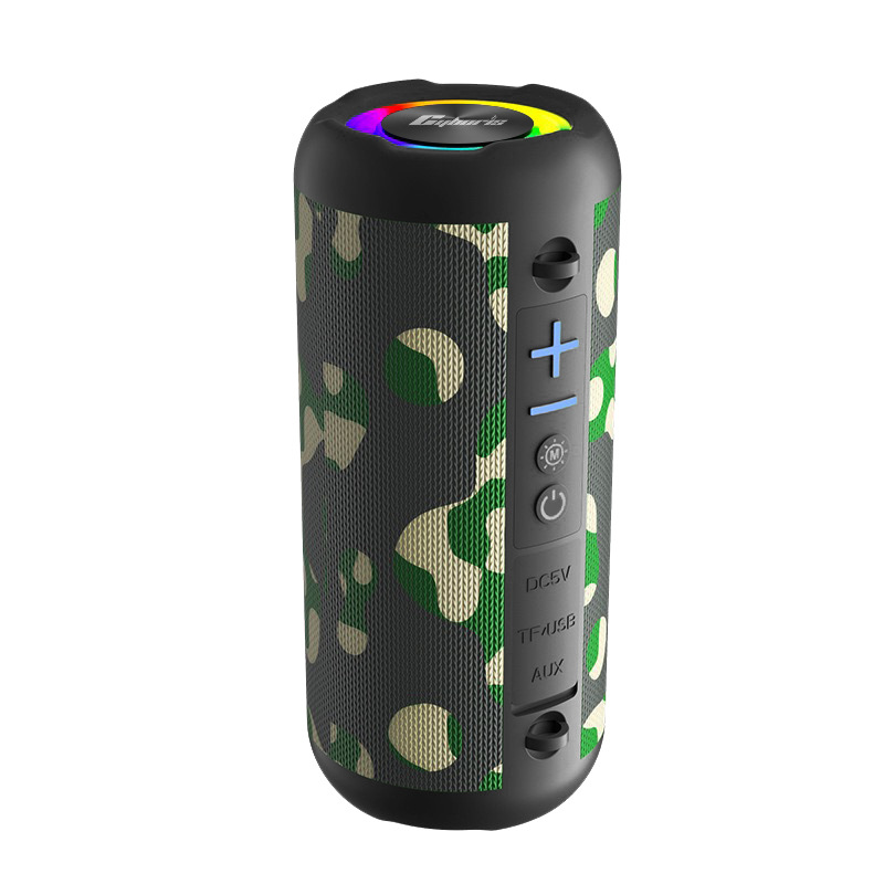 New Fabric Waterproof Audio Outdoor Portable Mini Card Bass Subwoofer RGB Color Light Bluetooth Speaker