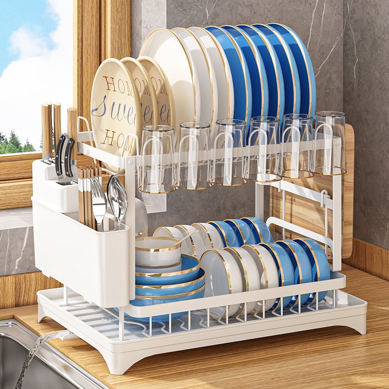 Kitchen Shelving Unit, Dish Rack, Dish Drainer, Cup Holder, Bowl and Chopstick Storage Box, Countertop Bowl Rack