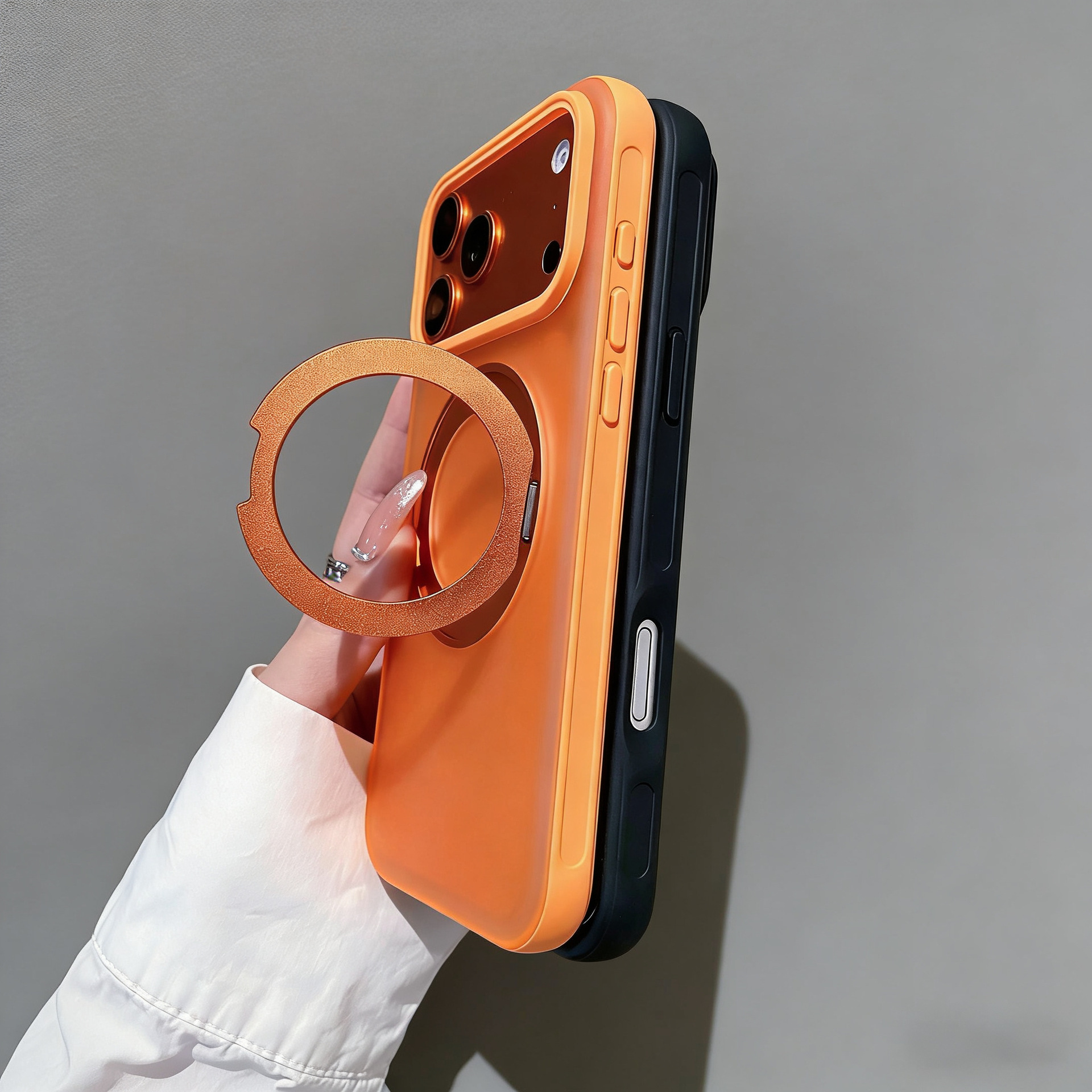 Applicable iPhone 17 Pro Max fulcrum case Apple 16 matte frosted 360 rotating bracket magnetic phone case