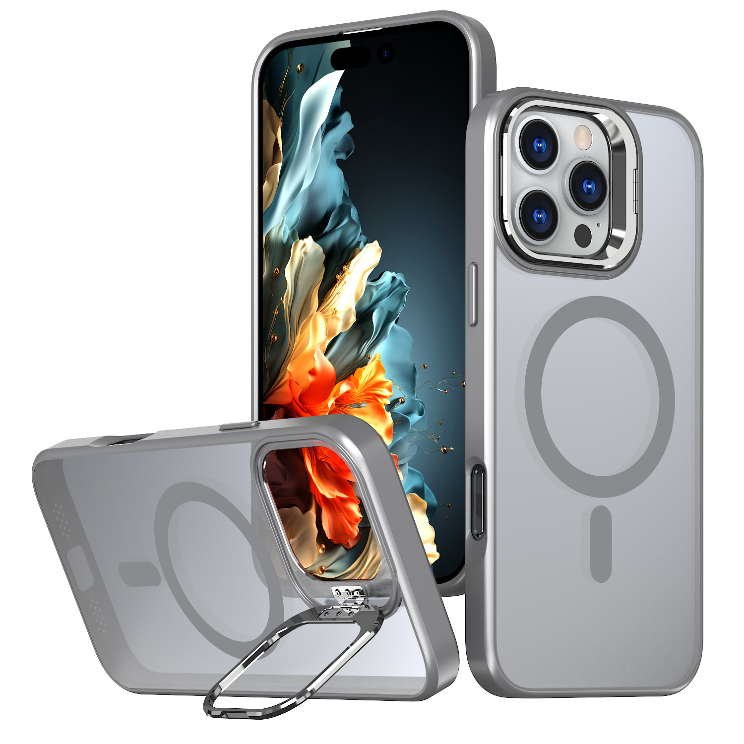 For iPhone17promax Ultra Crystal Armor 17pro Phone Stand Apple 17/16/15/14 Protective Case