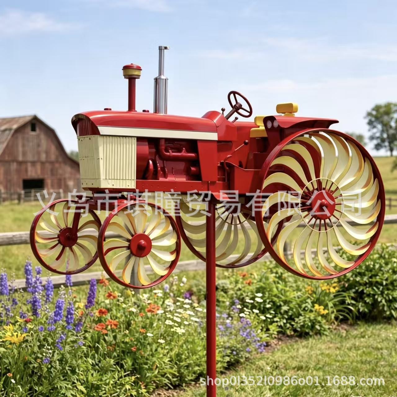 Independent Station Metal Iron Art Outdoor Garden Courtyard Rotatable Motorcycle Windmill Ornament Decoration