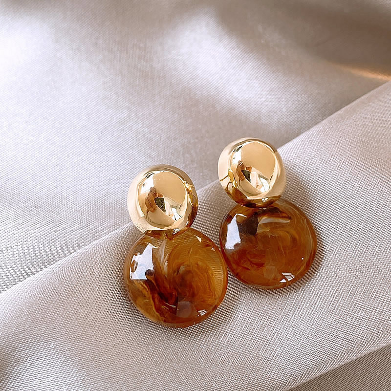 Maillard amber ear studs for women stainless steel needle ear accessories