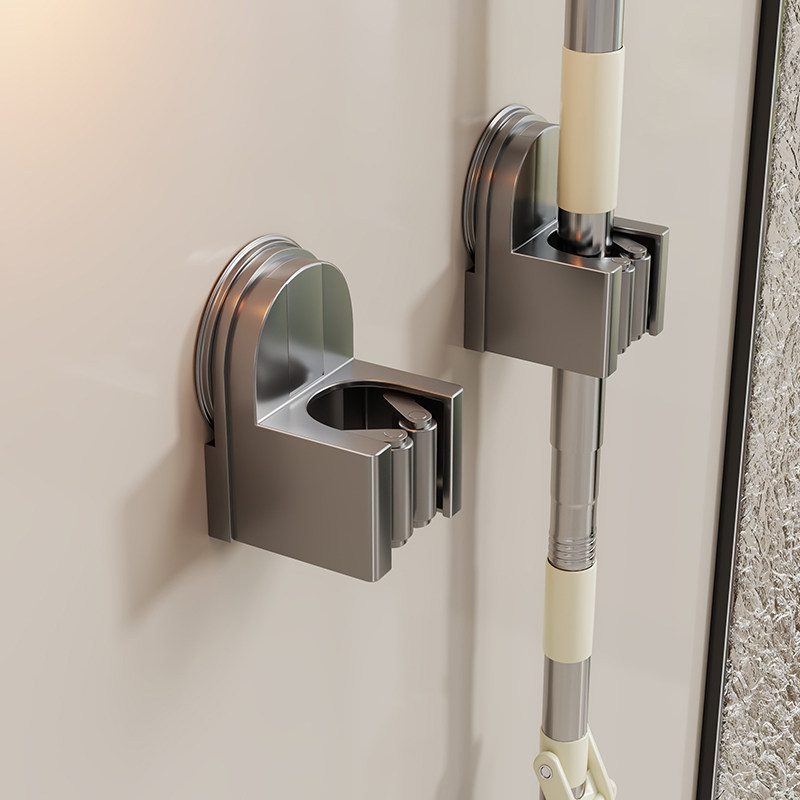 Suction Cup Mop Wall Clip, Bathroom No-drill Mop Rack, Broom Mop Holder Hook, Fixed Storage Rack