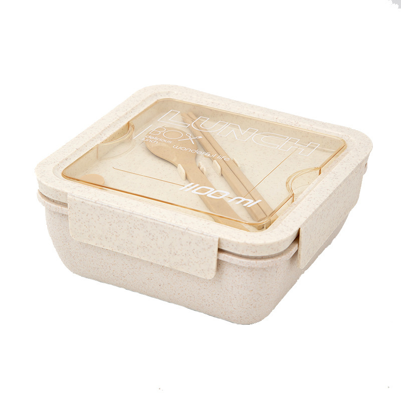Japanese-style straw lunch box, portable meal set for students, microwave-safe, office workers' bento box with compartments