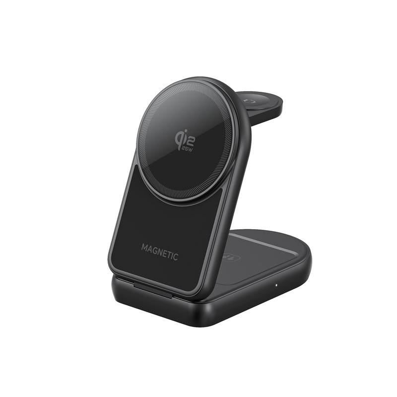 New 25W Fast Charge Qi2.2 Magnetic Foldable 3-in-1 Wireless Charger Desktop Phone Holder Wireless Charger