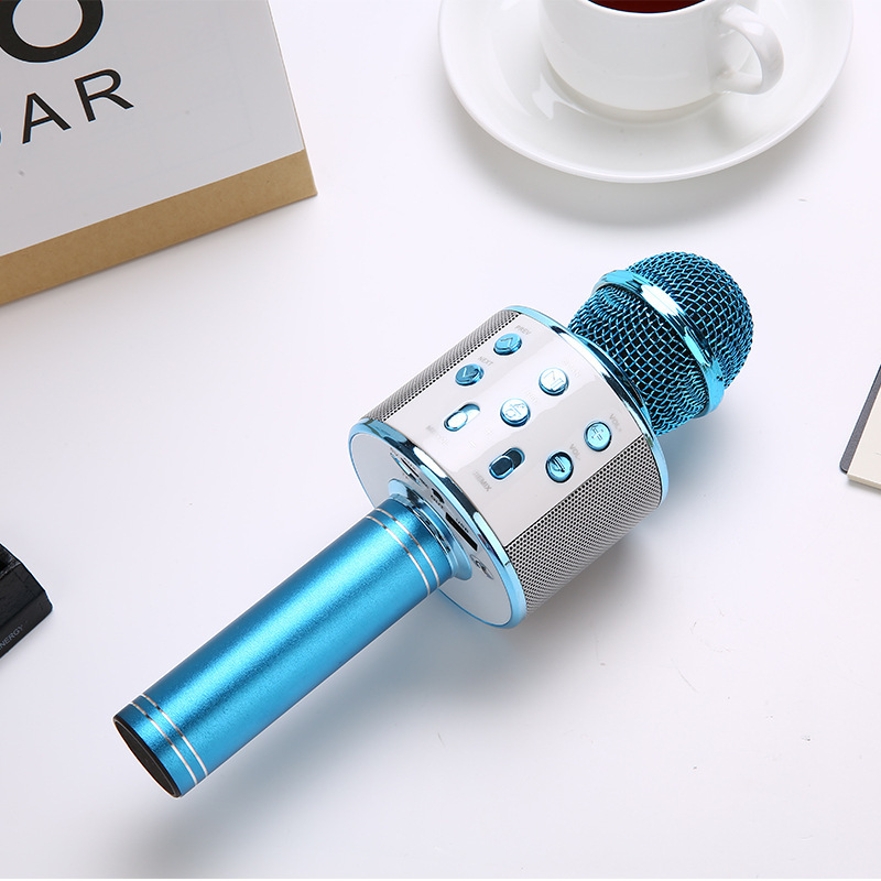 WS858 Phone K Song Treasure Karaoke Wireless Bluetooth Condenser Microphone Children's Song Microphone Speaker All-in-One