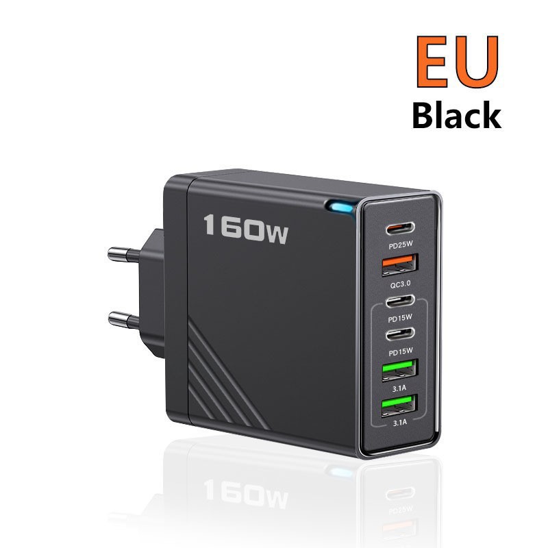 160W Multi-Port PD Fast Charger 3USB+3TYPE-C UK Plug for Apple Huawei Xiaomi Plug
