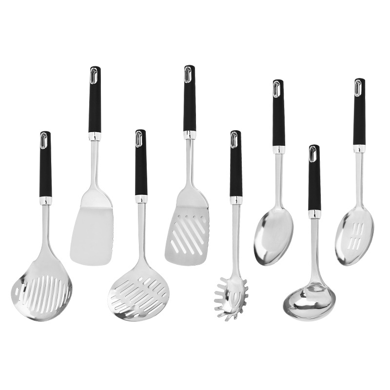Stainless steel 8-piece kitchen utensil set slotted spoon spatula slotted spatula colander ladle multi-functional household
