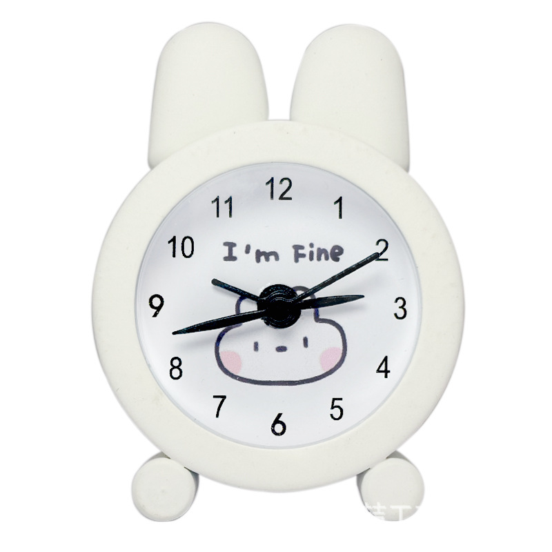 Metal Mini Alarm Clock Cute Little Rabbit Cartoon Small Alarm Clock Children Student Desktop Clock