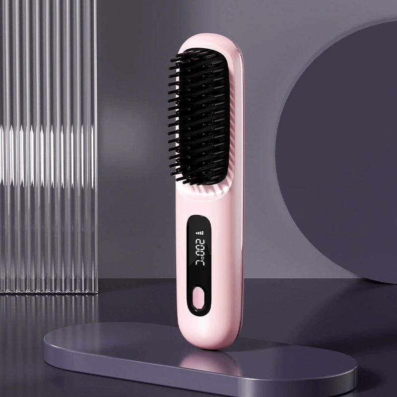 New straightening comb wireless straightener USB charging LCD ceramic straight and curl portable straightening curling comb