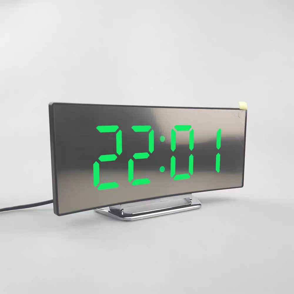 Curved electronic clock large screen LED clock mirror clock silent alarm clock 6507