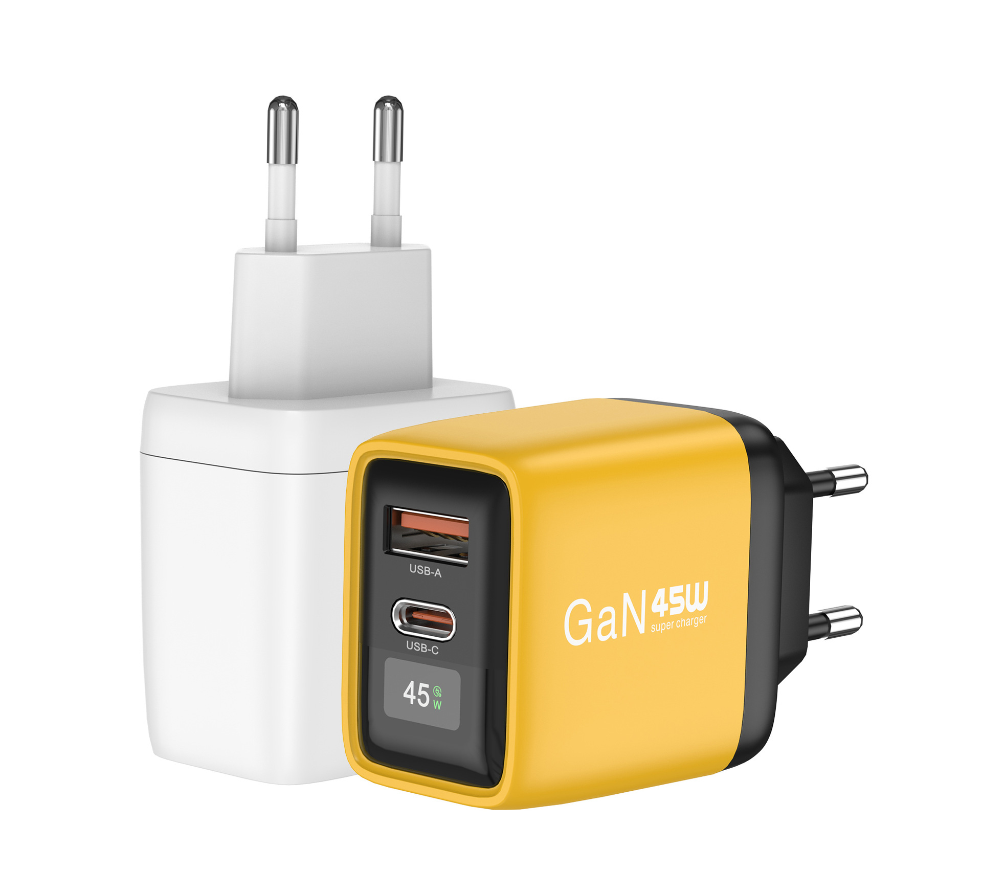 European Standard GaN Charger 45W Fast Charging Phone Charging Head Compatible with Apple Huawei Samsung Dual Port Charging Head