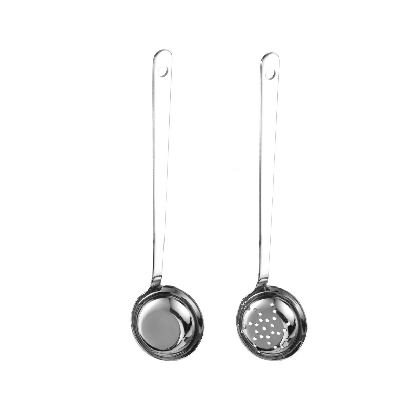 316 stainless steel flat soup spoon, household thickened long handle, hot pot slotted spoon, soup spoon, large size for serving soup