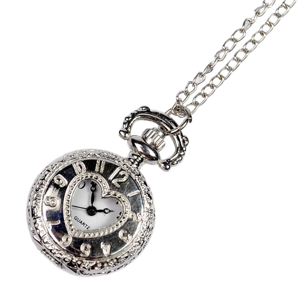Small love heart pocket watch student watch couple watch exam watch