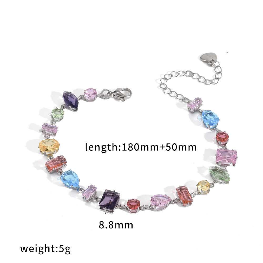 Ding Duo crystal bracelet dopamine colorful bangle stainless steel bracelet