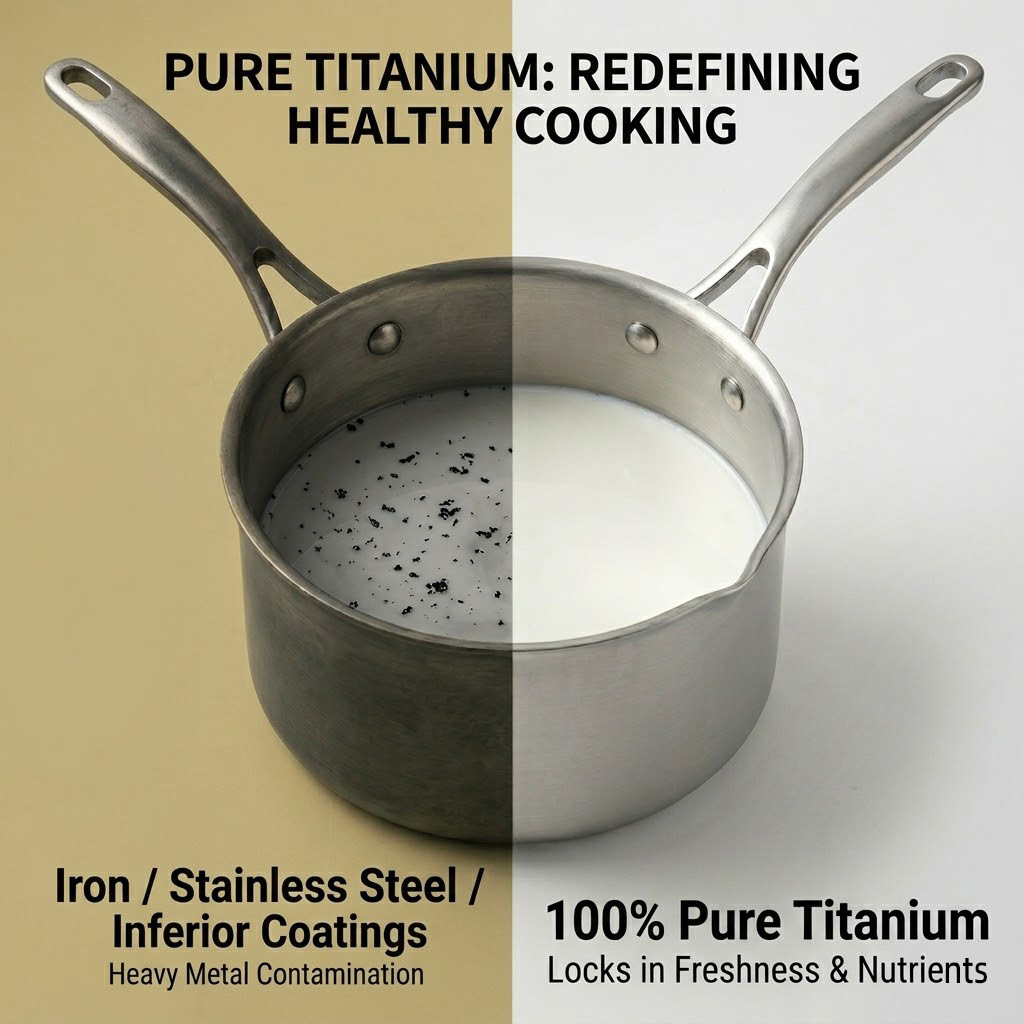 Multifunctional household pure titanium baby food pot thickened steaming integrated infant use no coating non-stick milk pot